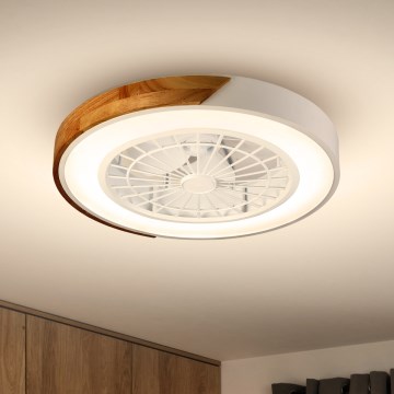 Brilagi - Plafonnier LED dimmable avec ventilateur LED/30W/230V 3000-6500K Ø 50 cm blanc/chêne + télécommande