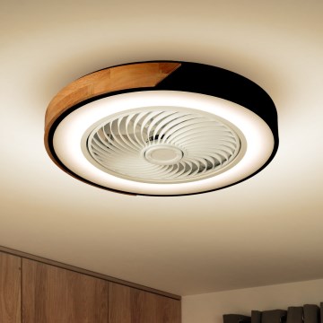 Brilagi - Plafonnier LED dimmable avec ventilateur LED/30W/230V 3000-6500K Ø 50 cm noir/chêne + télécommande