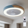 Brilagi - Plafonnier LED dimmable avec ventilateur LED/38W/230V 3000-6500K Ø 50 cm bleu/chêne + télécommande