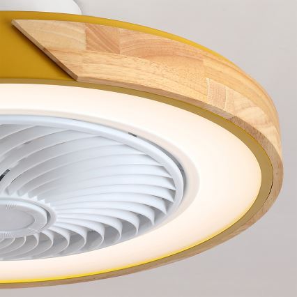 Brilagi - Plafonnier LED à intensité variable avec ventilateur LED/38W/230V 3000-6500K Ø 50 cm doré/chêne + télécommande