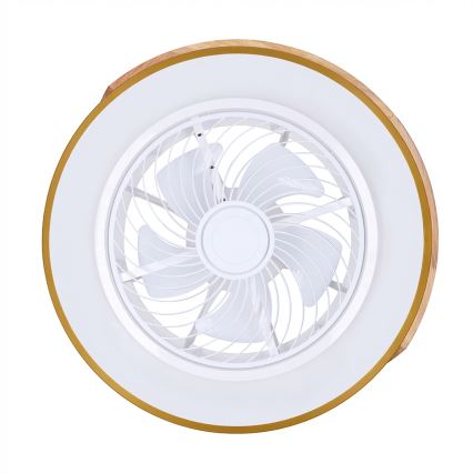 Brilagi - Plafonnier LED à intensité variable avec ventilateur LED/38W/230V 3000-6500K Ø 50 cm doré/chêne + télécommande