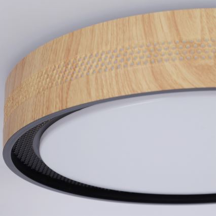 Brilagi - Plafonnier LED dimmable COCI LED/48W/230V 3000-6500K Ø 39 cm décor bois/noir + télécommande