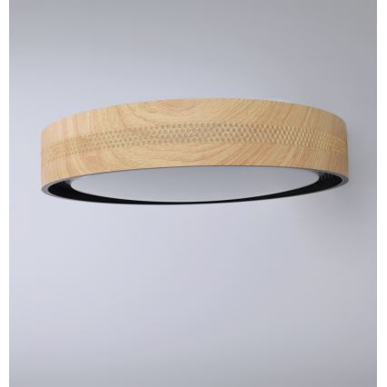 Brilagi - Plafonnier LED dimmable COCI LED/48W/230V 3000-6500K Ø 39 cm décor bois/noir + télécommande