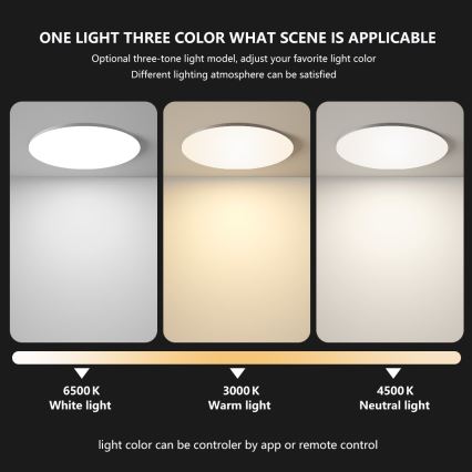 Brilagi - Plafonnier LED dimmable SMART LED/24W/230V Ø 38 cm 3000–6000K Wi‑Fi Tuya Beacon + télécommande