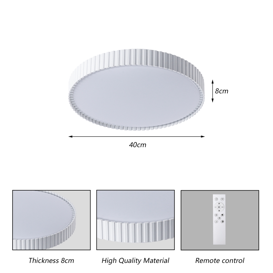 Brilagi - Plafonnier LED dimmable CORVO LED/54W/230V 3000–6000K blanc Ø 40 cm + télécommande