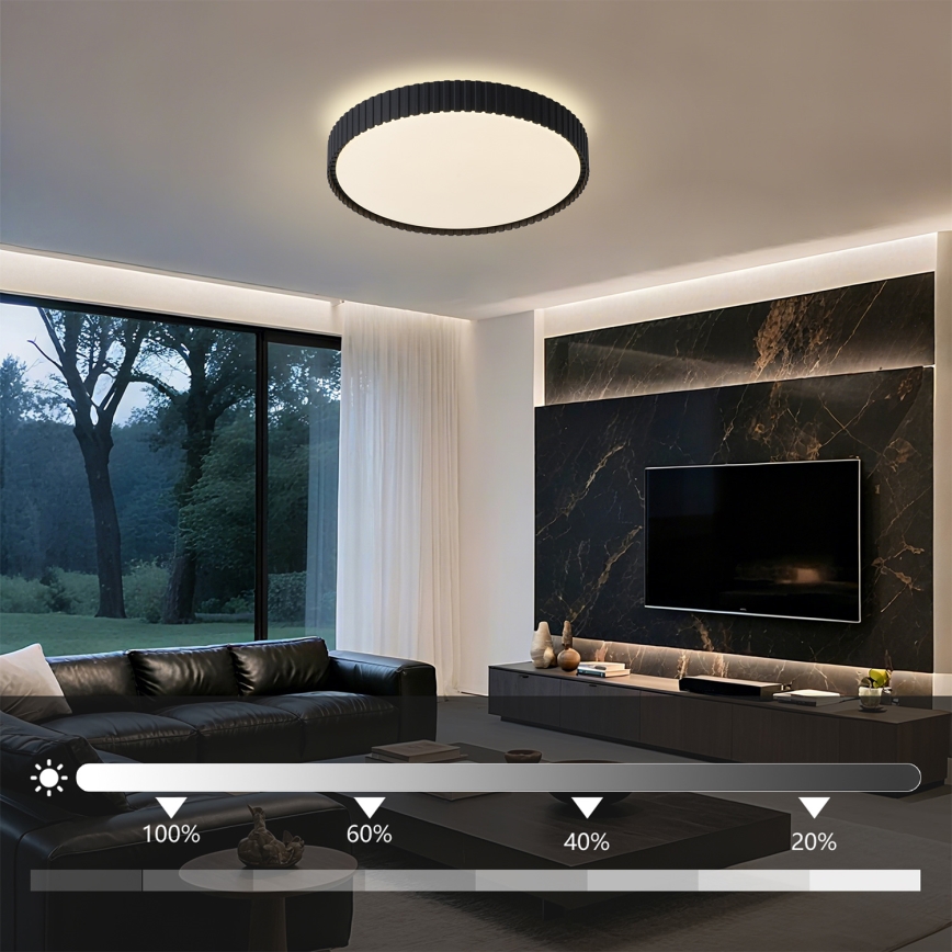 Brilagi - Plafonnier LED dimmable CORVO LED/54W/230V 3000-6000K noir Ø 40 cm + télécommande