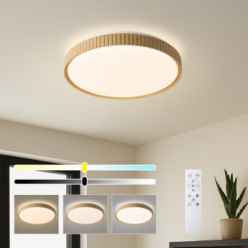 Brilagi - Plafonnier LED dimmable CORVO LED/72W/230V 3000-6000K décor bois Ø 50 cm + télécommande incluse
