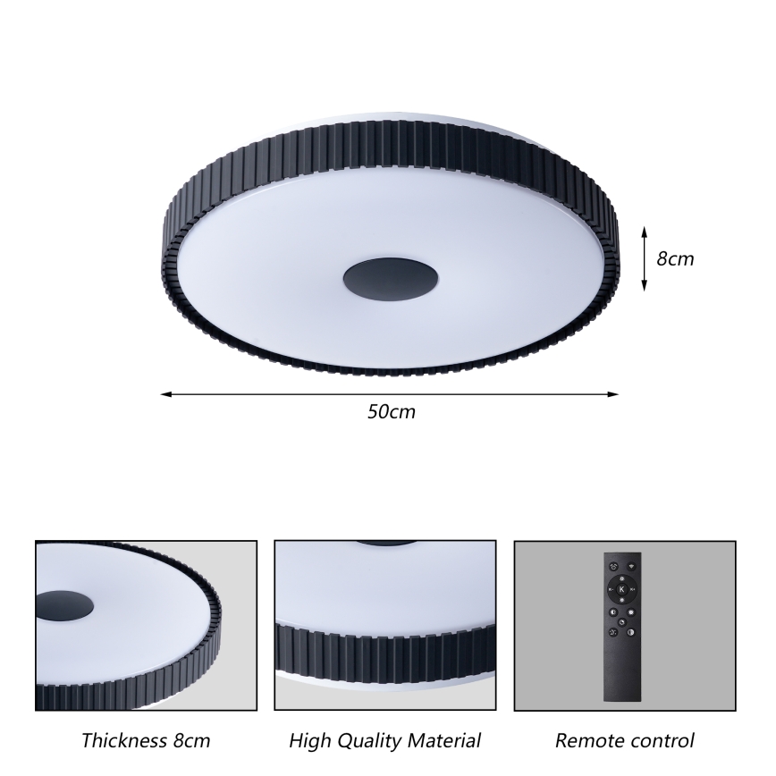 Brilagi - Plafonnier LED dimmable CORVO LED/72W/230V 3000-6000K noir Ø 50 cm + télécommande