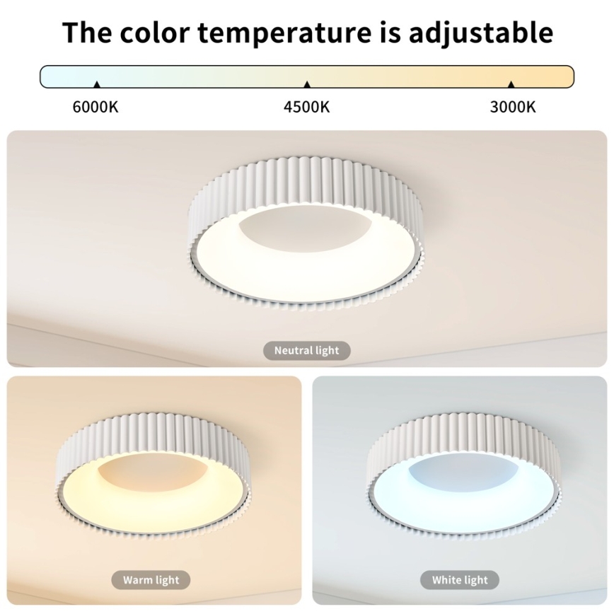BRILAGI - Plafonnier LED dimmable FALCON MODERN LED/30W/230V 3000-6000K Ø 40 cm blanc + télécommande