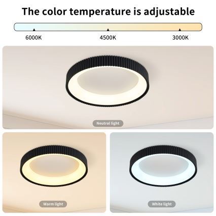 Brilagi - Plafonnier LED dimmable FALCON MODERN LED/30W/230V 3000-6500K Ø 40 cm noir + télécommande