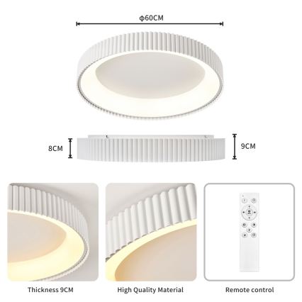 BRILAGI - Plafonnier LED dimmable FALCON MODERN LED/54W/230V 3000-6000K Ø 60 cm blanc + télécommande