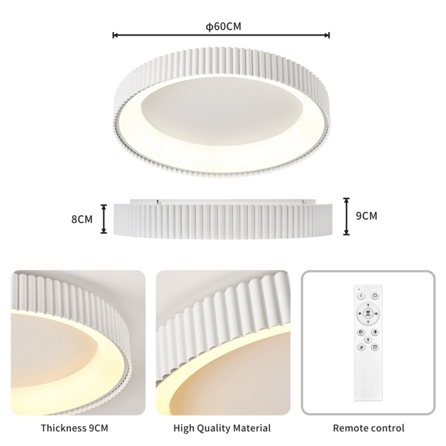 BRILAGI - Plafonnier LED dimmable FALCON MODERN LED/54W/230V 3000-6000K Ø 60 cm blanc + télécommande