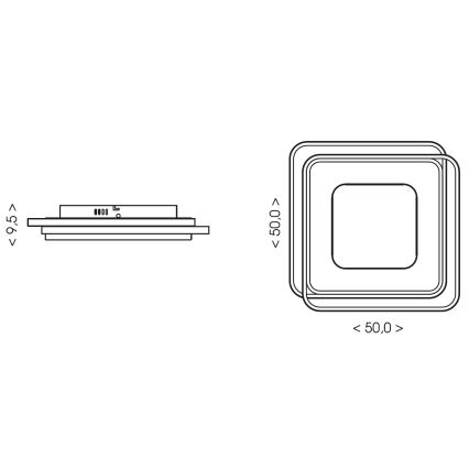 Brilagi - Plafonnier LED dimmable FLARE LED/102W/230V 3000-6000K 50x50 cm noir + télécommande