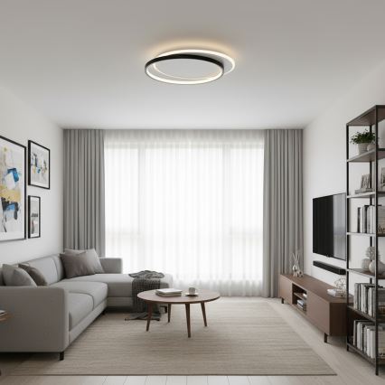 Brilagi - Plafonnier LED dimmable FLARE LED/48W/230V 3000-6000K 39,5x45 cm blanc/noir + télécommande