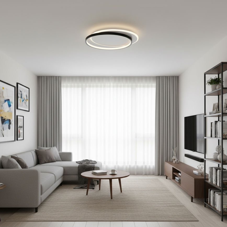 Brilagi - Plafonnier LED dimmable FLARE LED/48W/230V 3000-6000K 39,5x45 cm blanc/noir + télécommande