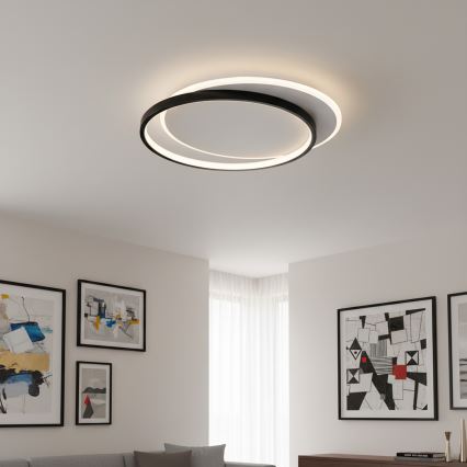 Brilagi - Plafonnier LED dimmable FLARE LED/48W/230V 3000-6000K 39,5x45 cm blanc/noir + télécommande