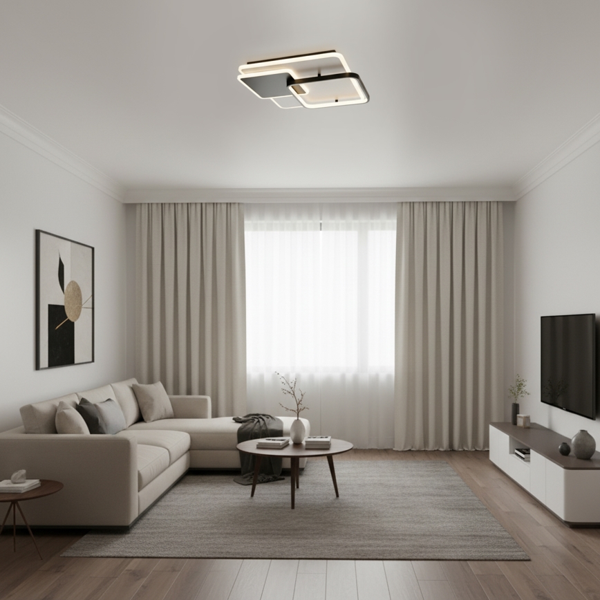 Brilagi - Plafonnier LED dimmable FLARE LED/64W/230V 3000-6000K 45x45 cm blanc/noir + télécommande