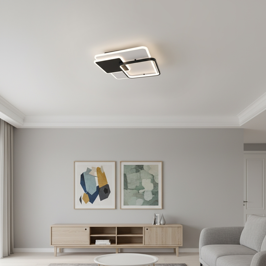 Brilagi - Plafonnier LED dimmable FLARE LED/64W/230V 3000-6000K 45x45 cm blanc/noir + télécommande