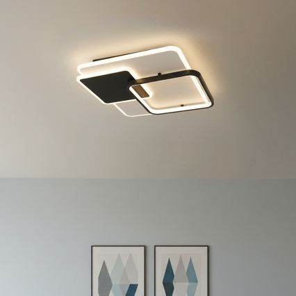 Brilagi - Plafonnier LED dimmable FLARE LED/64W/230V 3000-6000K 45x45 cm blanc/noir + télécommande