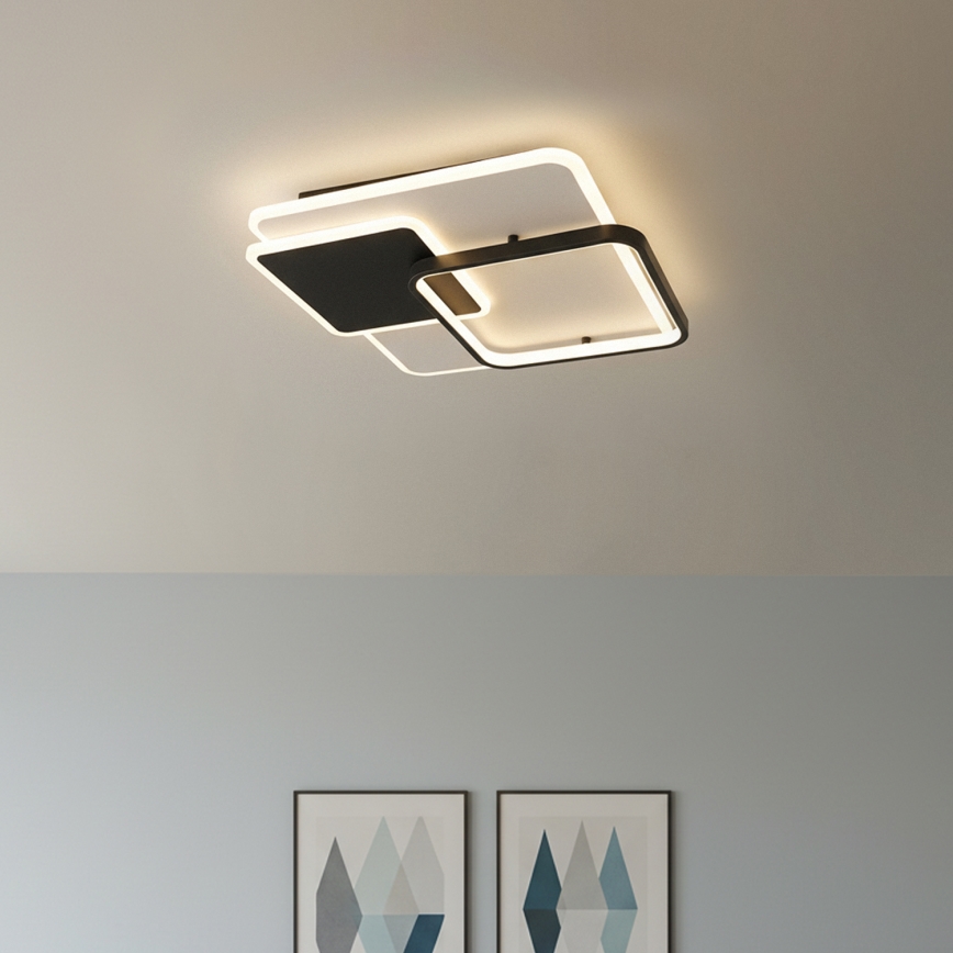 Brilagi - Plafonnier LED dimmable FLARE LED/64W/230V 3000-6000K 45x45 cm blanc/noir + télécommande