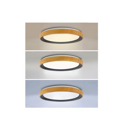 Brilagi - Plafonnier LED dimmable FLOCO LED/48W/230V 3000-6500K Ø 40 cm décor bois/noir + télécommande
