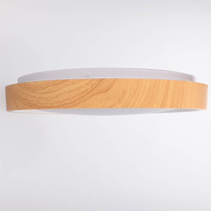 Brilagi - Plafonnier LED dimmable FLOCO LED/48W/230V Ø 40 cm décor bois/blanc + télécommande