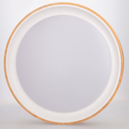 Brilagi - Plafonnier LED dimmable FLOCO LED/48W/230V Ø 40 cm décor bois/blanc + télécommande