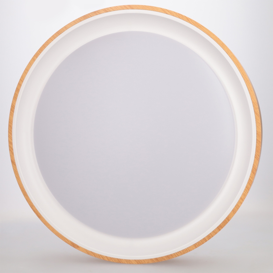 Brilagi - Plafonnier LED dimmable FLOCO LED/48W/230V Ø 40 cm décor bois/blanc + télécommande