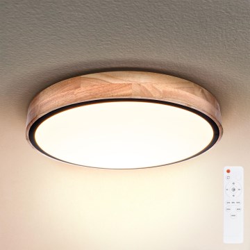 Brilagi - Plafonnier LED dimmable GLORIA LED/48W/230V 3000-6500K chêne Ø 40 cm + télécommande