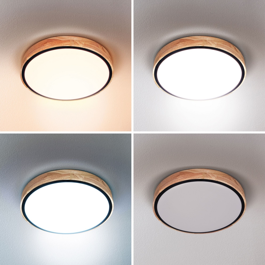 Brilagi - Plafonnier LED dimmable GLORIA LED/48W/230V 3000-6500K chêne Ø 40 cm + télécommande