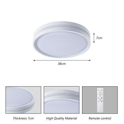 Brilagi - Plafonnier LED dimmable KREON LED/54W/230V 3000-6000K blanc Ø 38 cm + télécommande
