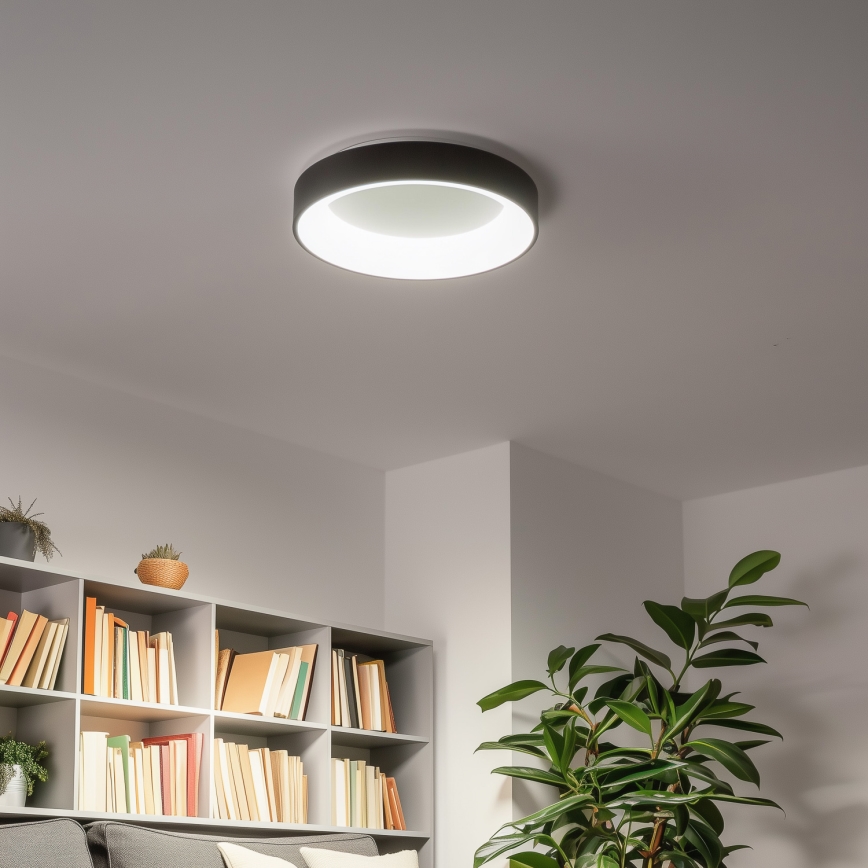 Brilagi - Plafonnier LED dimmable FALCON, 40 W, 230 V, 3000–6500 K, Ø 45 cm, noir, avec télécommande