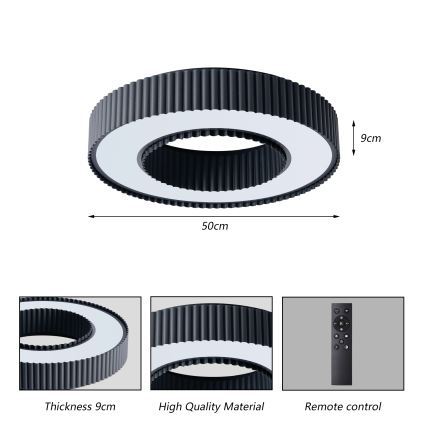 Brilagi - Plafonnier LED dimmable LUMIX LED/48W/230V 3000–6000K noir Ø 50 cm + télécommande