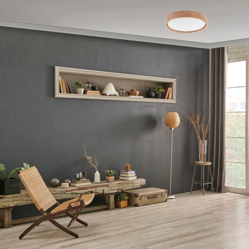 Brilagi - Plafonnier LED dimmable MANAROLA LED/24W/230V Ø 42 cm 3000-6500K chêne + télécommande