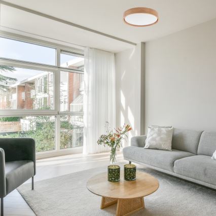 Brilagi - Plafonnier LED dimmable MANAROLA LED/24W/230V Ø 42 cm 3000-6500K chêne + télécommande