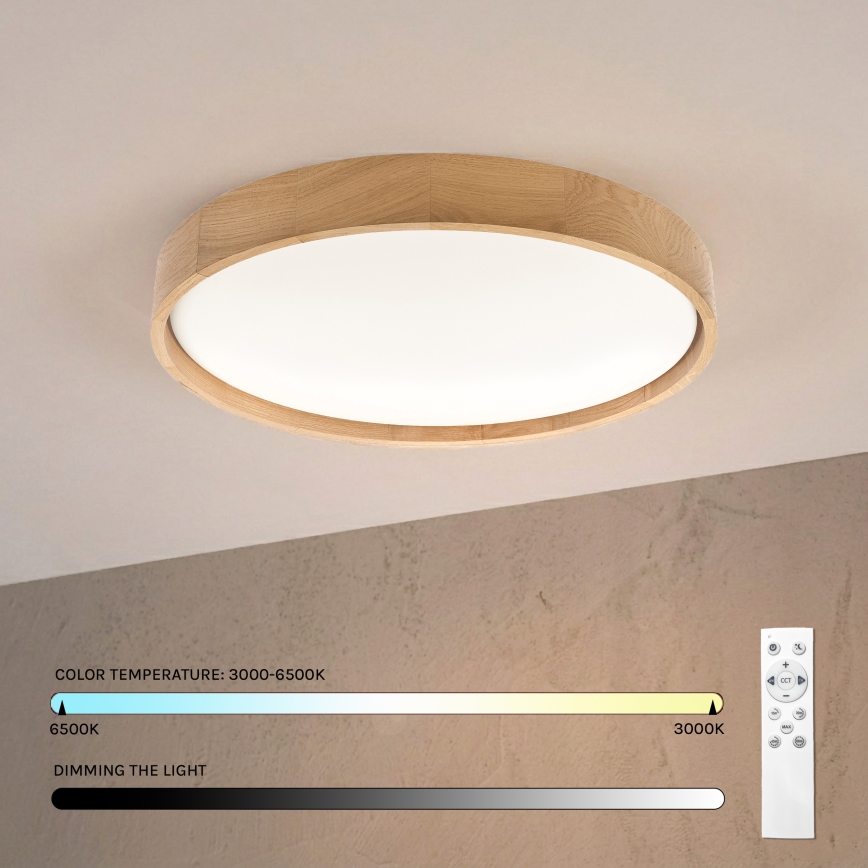 Brilagi - Plafonnier LED dimmable MANAROLA REMOTE LED/36W/230V 3000-6500K Ø 51 cm chêne + télécommande