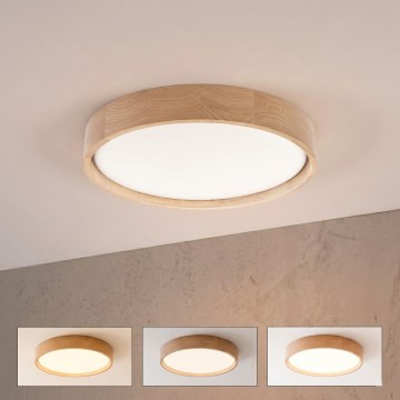 Brilagi - Plafonnier LED dimmable MANAROLA SMART LED/24W/230V 3000-6000K Wi-Fi Tuya Beacon Ø 41 cm chêne + télécommande