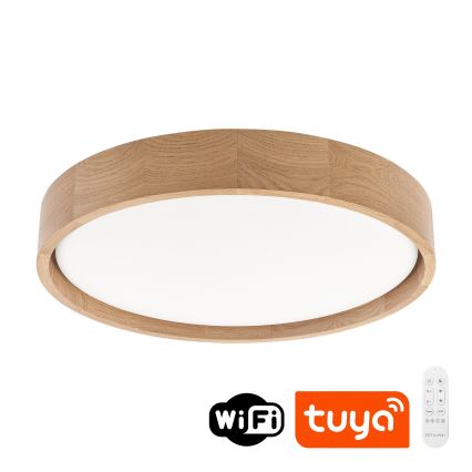 Brilagi - Plafonnier LED dimmable MANAROLA SMART LED/24W/230V 3000-6000K Wi-Fi Tuya Beacon Ø 41 cm chêne + télécommande