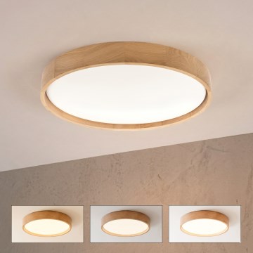 Brilagi - Plafonnier LED dimmable MANAROLA SMART LED/36W/230V 3000-6000K Wi-Fi Tuya Beacon Ø 51 cm chêne + télécommande