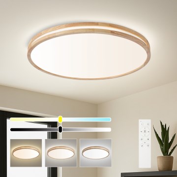 Brilagi - Plafonnier LED dimmable MOLINA LED/100W/230V 3000-6000K chêne Ø 80 cm + télécommande
