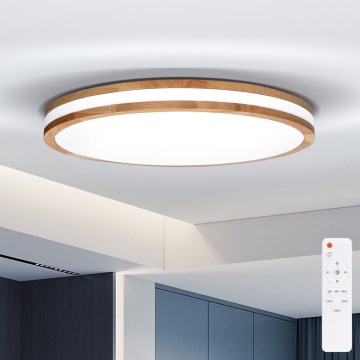 Brilagi - Plafonnier LED dimmable MOLINA LED/60W/230V 3000–6500K chêne Ø 58 cm + télécommande