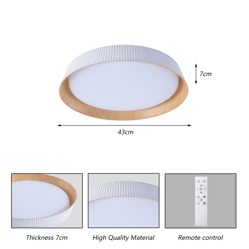 Brilagi - Plafonnier LED dimmable ORINO LED/54W/230V 3000–6000K blanc Ø 43 cm + télécommande