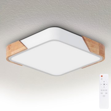Brilagi - Plafonnier LED dimmable PILANA LED/48W/230V 3000-6500K chêne/blanc 42x42 cm + télécommande