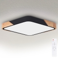 Brilagi - Plafonnier LED dimmable PILANA LED/48W/230V 3000-6500K chêne/noir 56x56 cm + télécommande