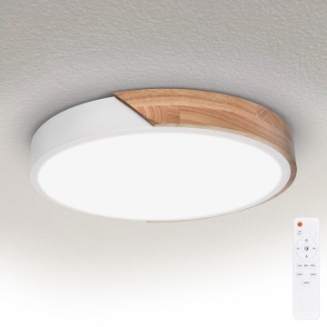Brilagi - Plafonnier LED dimmable PILANA LED/48W/230V chêne/blanc Ø 40 cm + télécommande incluse
