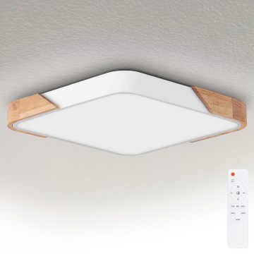 Brilagi - Plafonnier LED dimmable PILANA LED/60W/230V 3000-6500K chêne/blanc 56x56 cm + télécommande