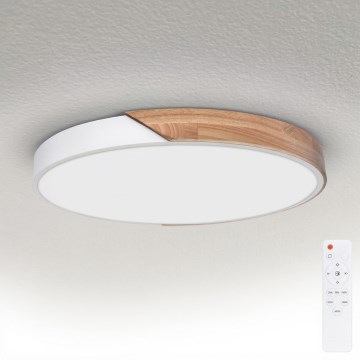 Brilagi - Plafonnier LED dimmable PILANA LED/60W/230V 3000–6500K chêne/blanc Ø 60 cm + télécommande