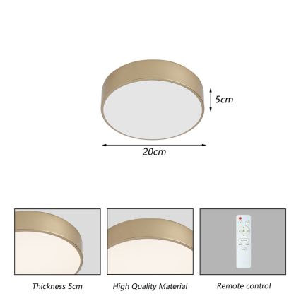 Brilagi - Plafonnier LED dimmable POOL LED/24W/230V 3000–6000 K Ø 20 cm doré + télécommande