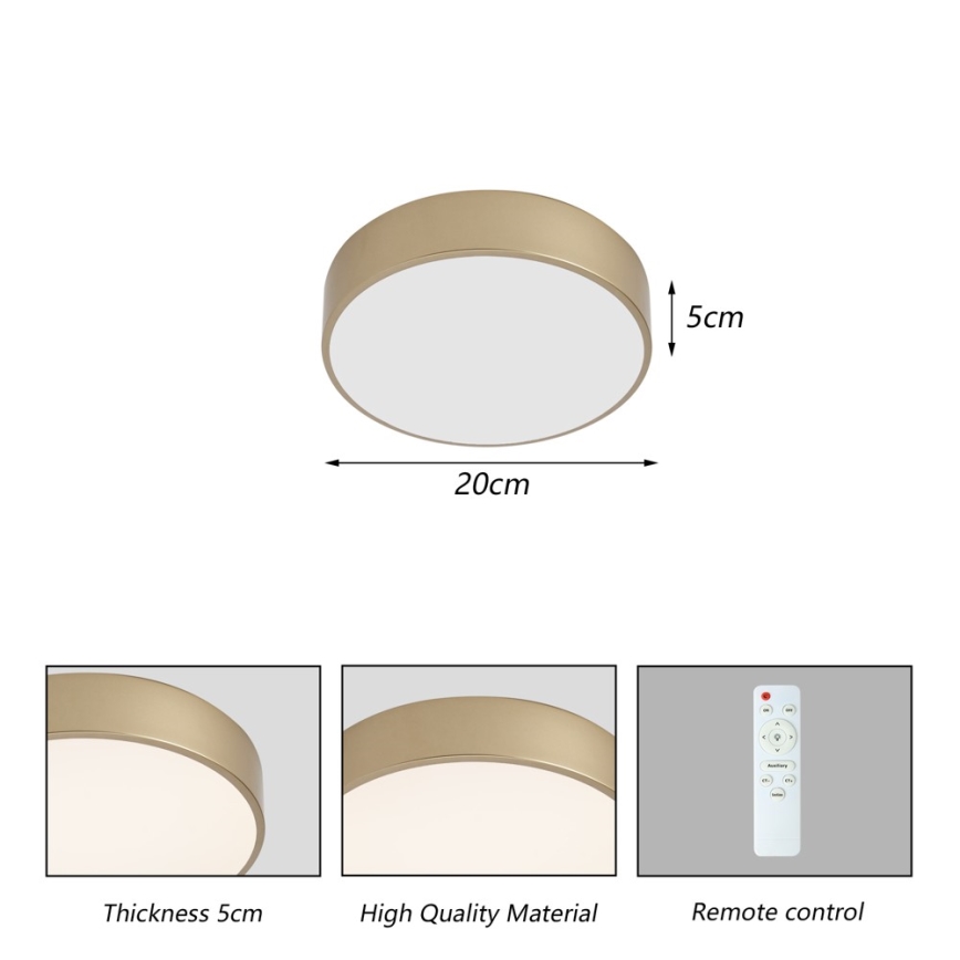 Brilagi - Plafonnier LED dimmable POOL LED/24W/230V 3000–6000 K Ø 20 cm doré + télécommande