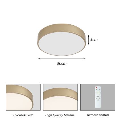 Brilagi - Plafonnier LED dimmable POOL LED/36W/230V 3000-6000K Ø 30 cm doré + télécommande